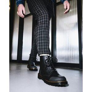Dr. Martens 1460 Overlay Junior Black Leather Combat Boots Size 5 L / 4 M Unisex